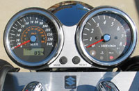 Suzuki adds a small badge to the top triple clamp.